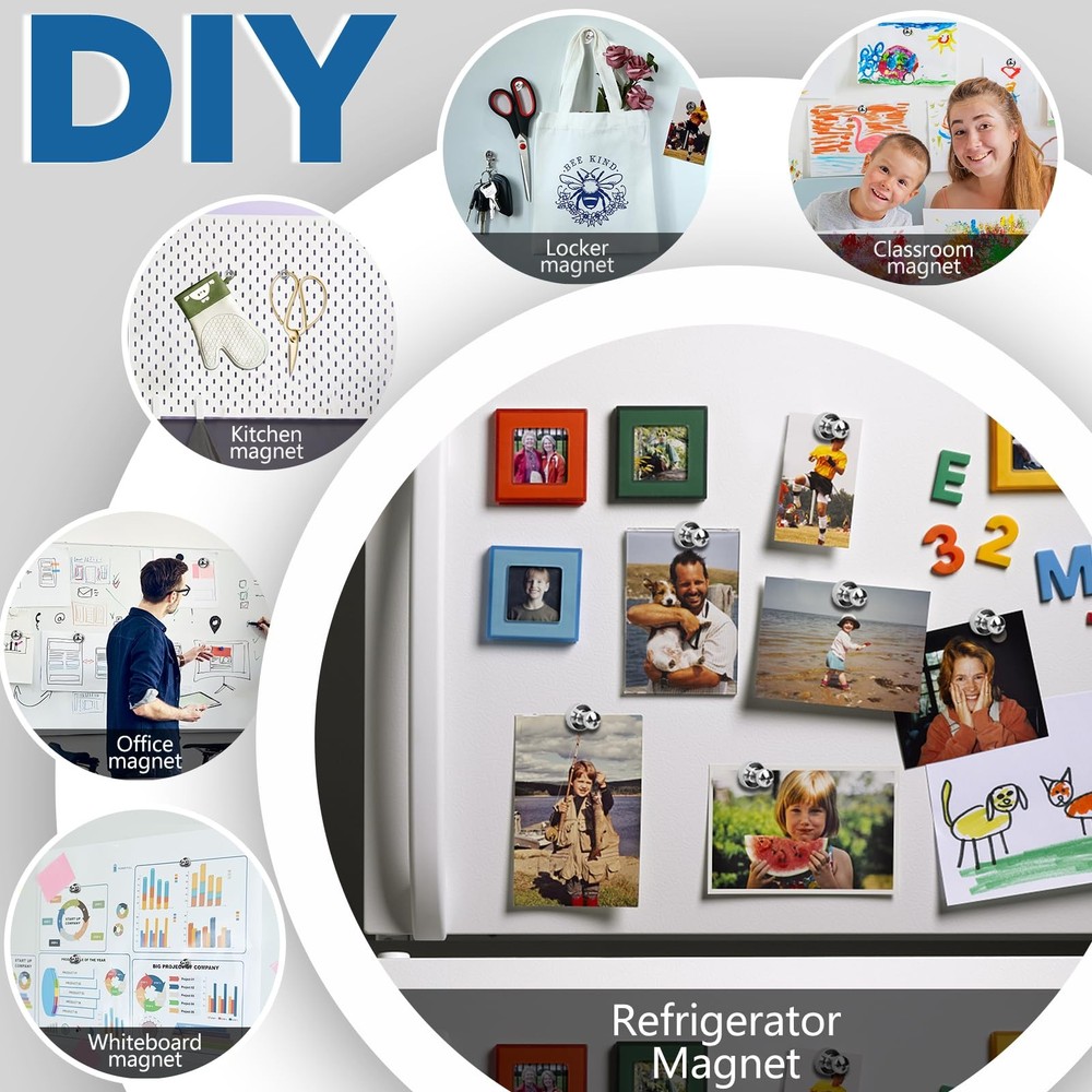 LOVIMAG Fridge Magnets 16Pcs Refrigerator Whiteboard Small 16 pcs, Silver