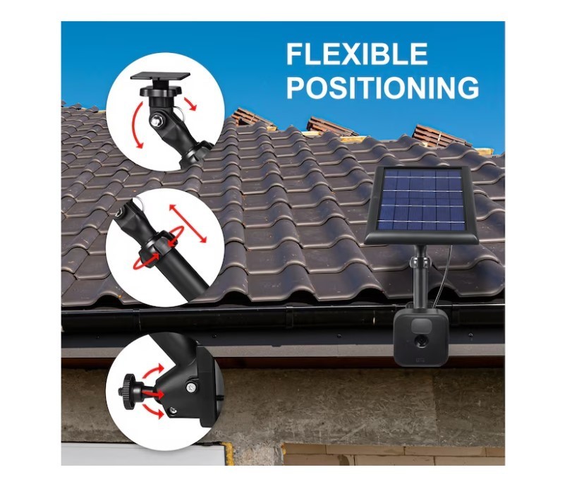 Wasserstein 2-in-1 Universal Gutter Mount for Smart Camera & Solar Panel -Black
