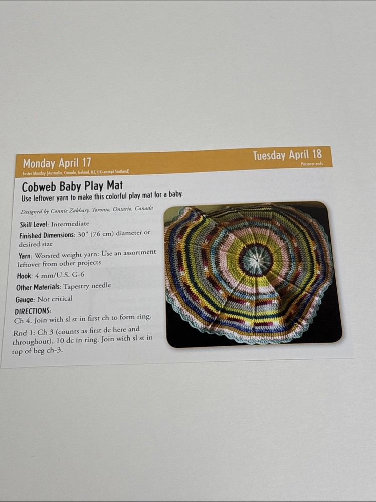 Cobweb Baby Play Mat Crochet Pattern Card Page