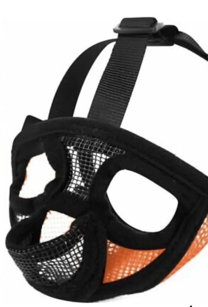 Tandd Short Mouth Muzzle Dog Flat Face Black Mesh Chewing Biting Sz Medium Z5