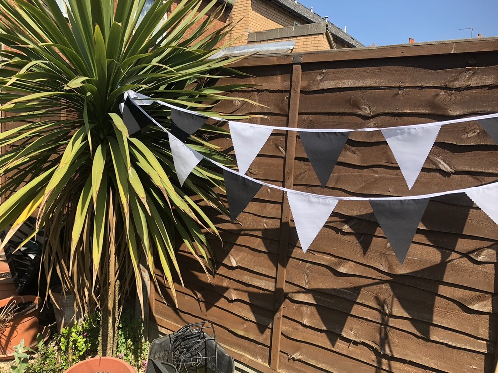 BLACK AND WHITE 30ft FABRIC BUNTING