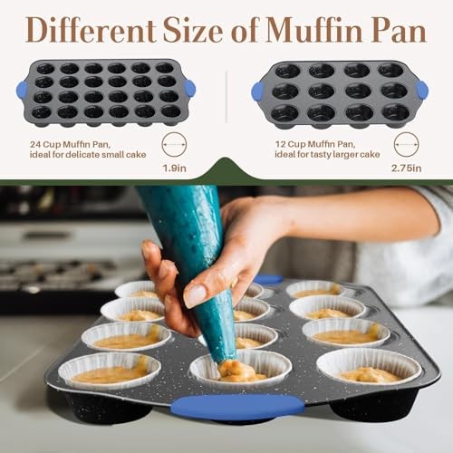 11-Piece Professional Stackable Baking Set, Oven-Safe Nonstick Black&Blue