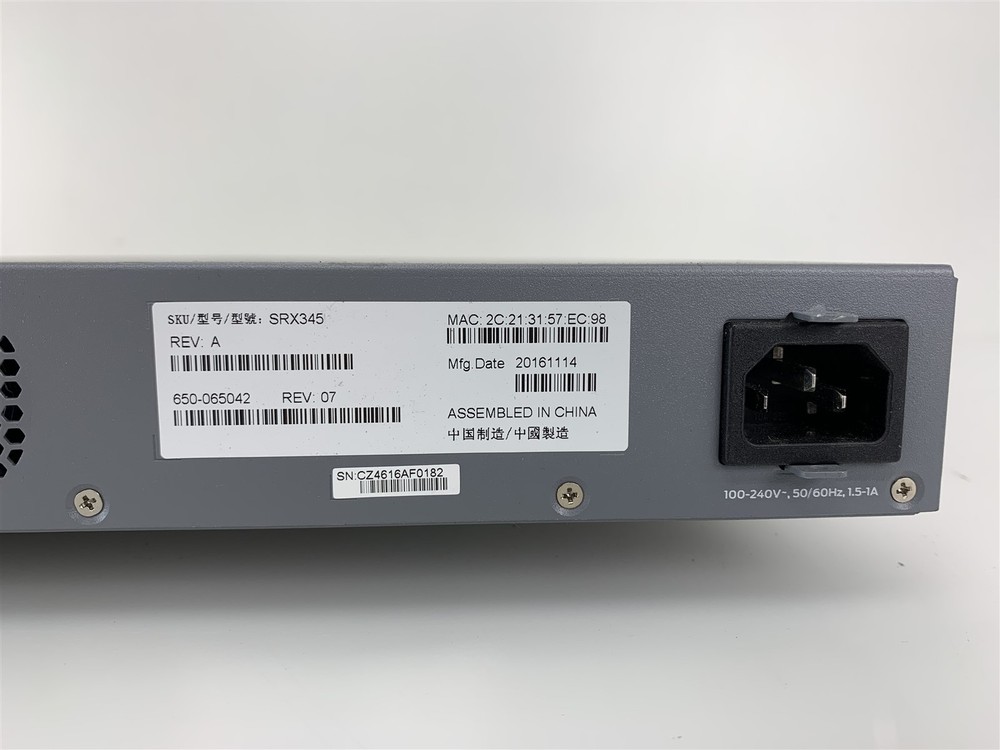 Juniper Networks SRX345 Firewall Services Gateway Security Appliance