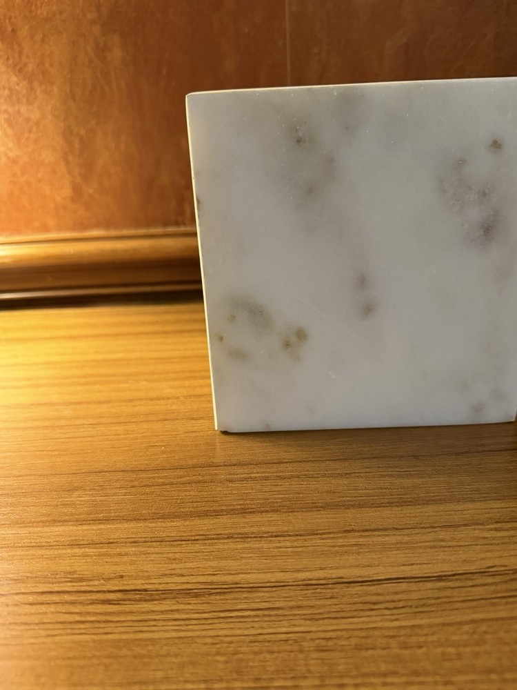 Brand New Solid Carrara Marble Tissue Box Cover & Matching Lidded Jar-READ