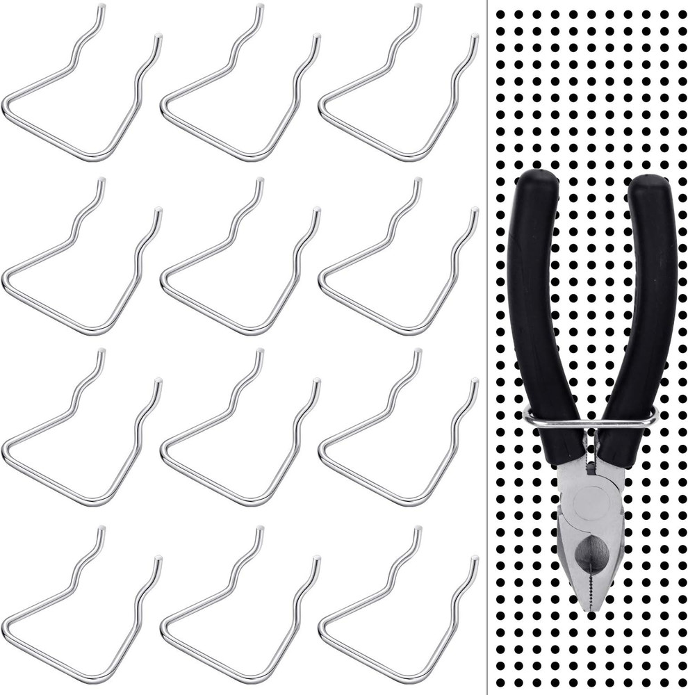 16 Pieces Pegboard Plier Holders, Stainless Steel Double Loop Pegboard Hooks Acc