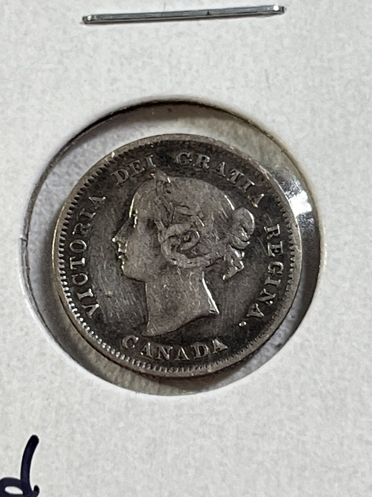 1889 Canada 5 Cents Small Silver Coin Cleaned