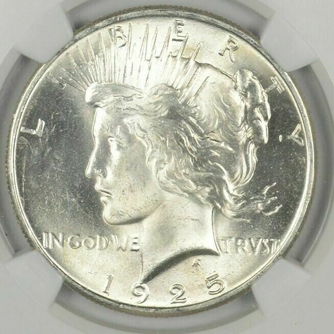 (1) BU $1 1925 Peace Silver Dollars Dripping with luster Unc MS 90% Bulk & Save