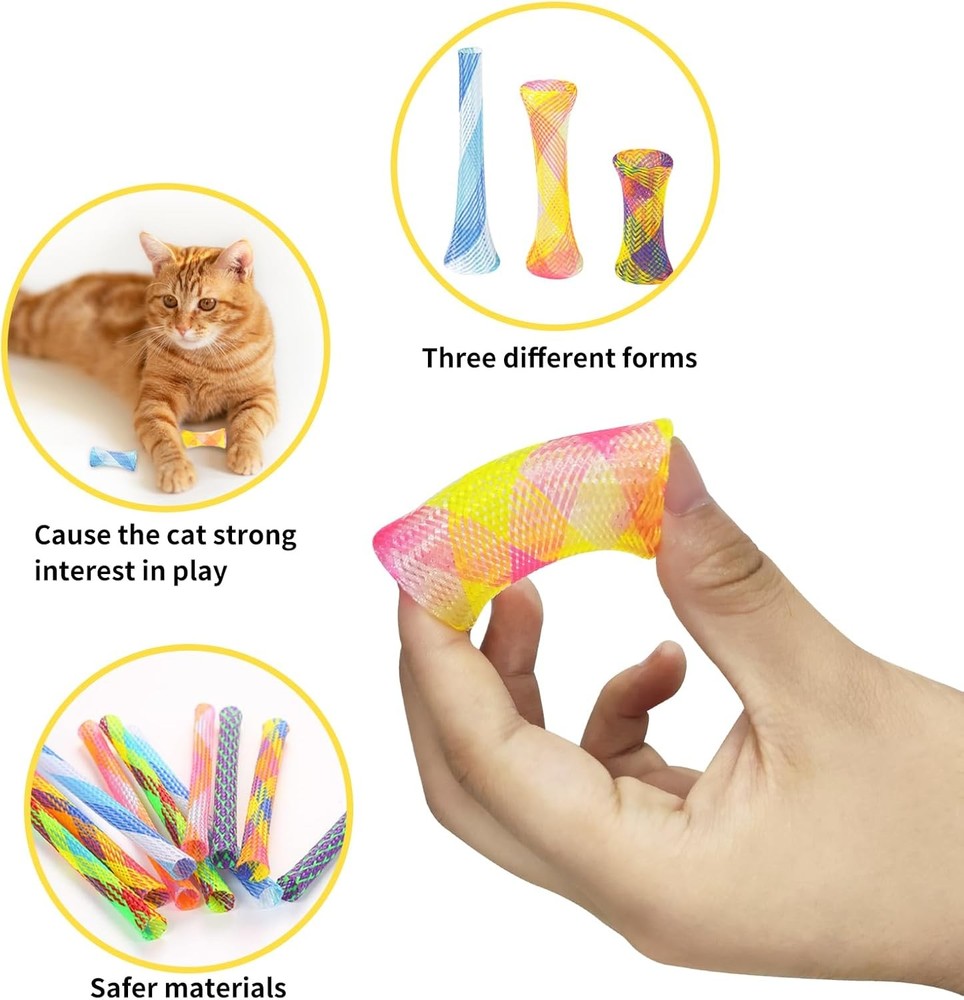 20 Pcs Colorful Nylon Mesh Cat Spring Toy Set