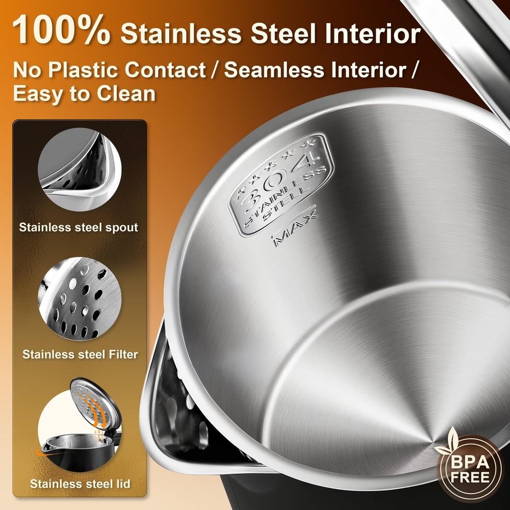 0.8L Electric Kettle, Small Electric Kettle with Double Wall Construction, 30...