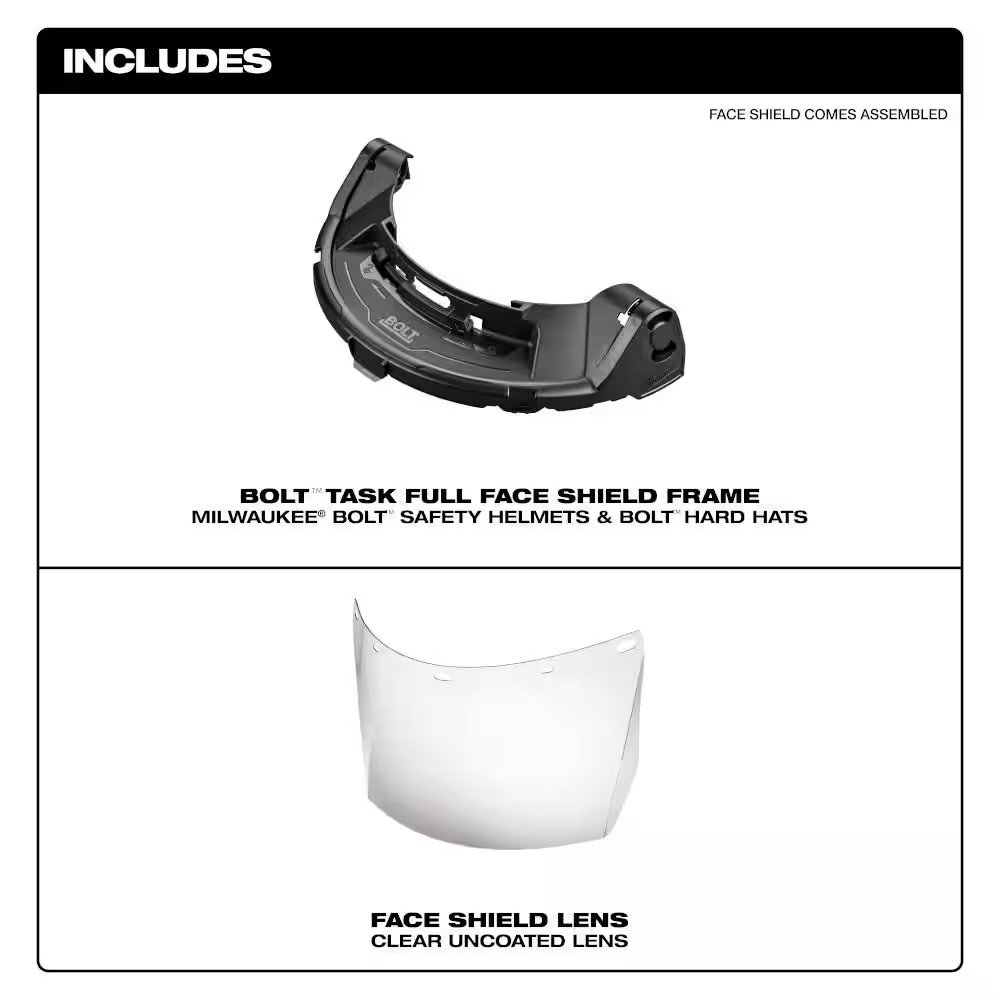 BOLT Clear Uncoated Lens Task Full Face Shield