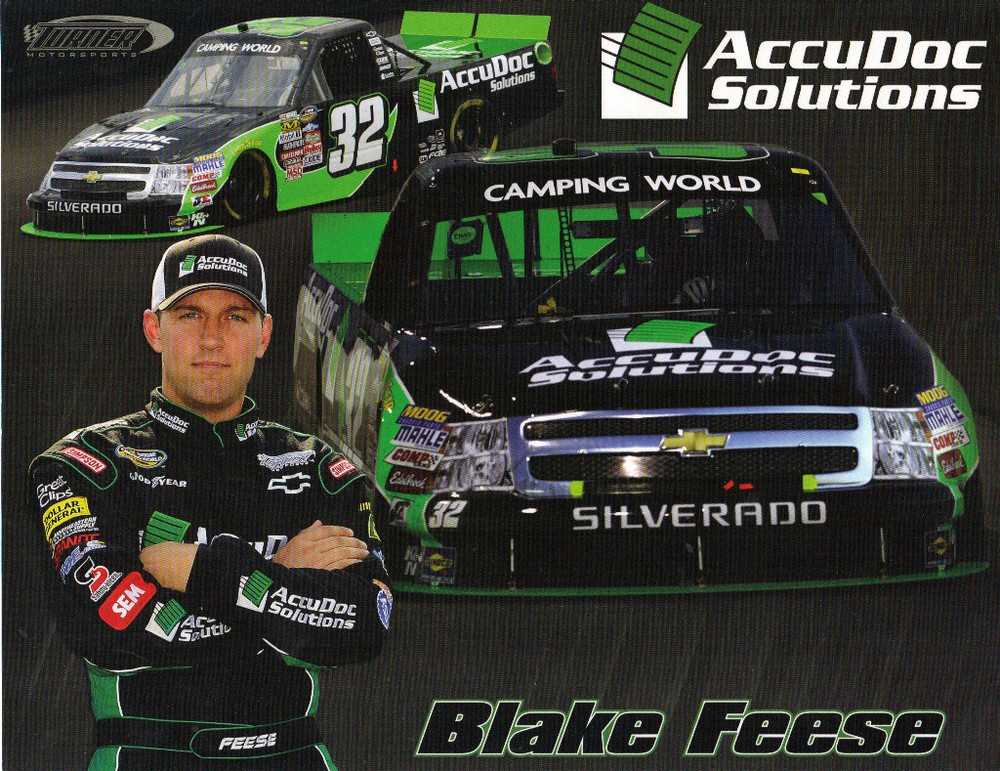 2011 BLAKE FEESE "ACCUDOC SOLUTIONS" #32  NASCAR "CWTS" POSTCARD