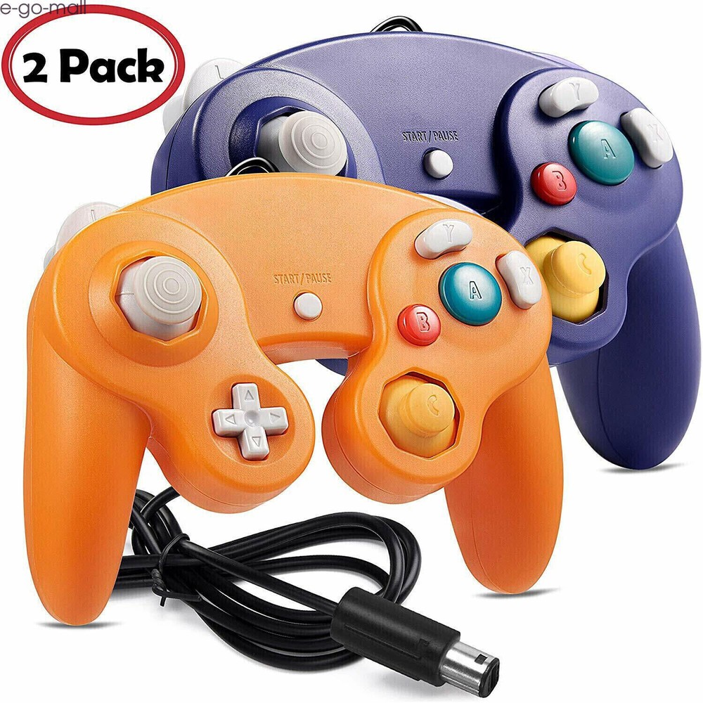 2 Pack Wired Rumble Controller Gamepad for Nintendo GameCube Console Dual Shock