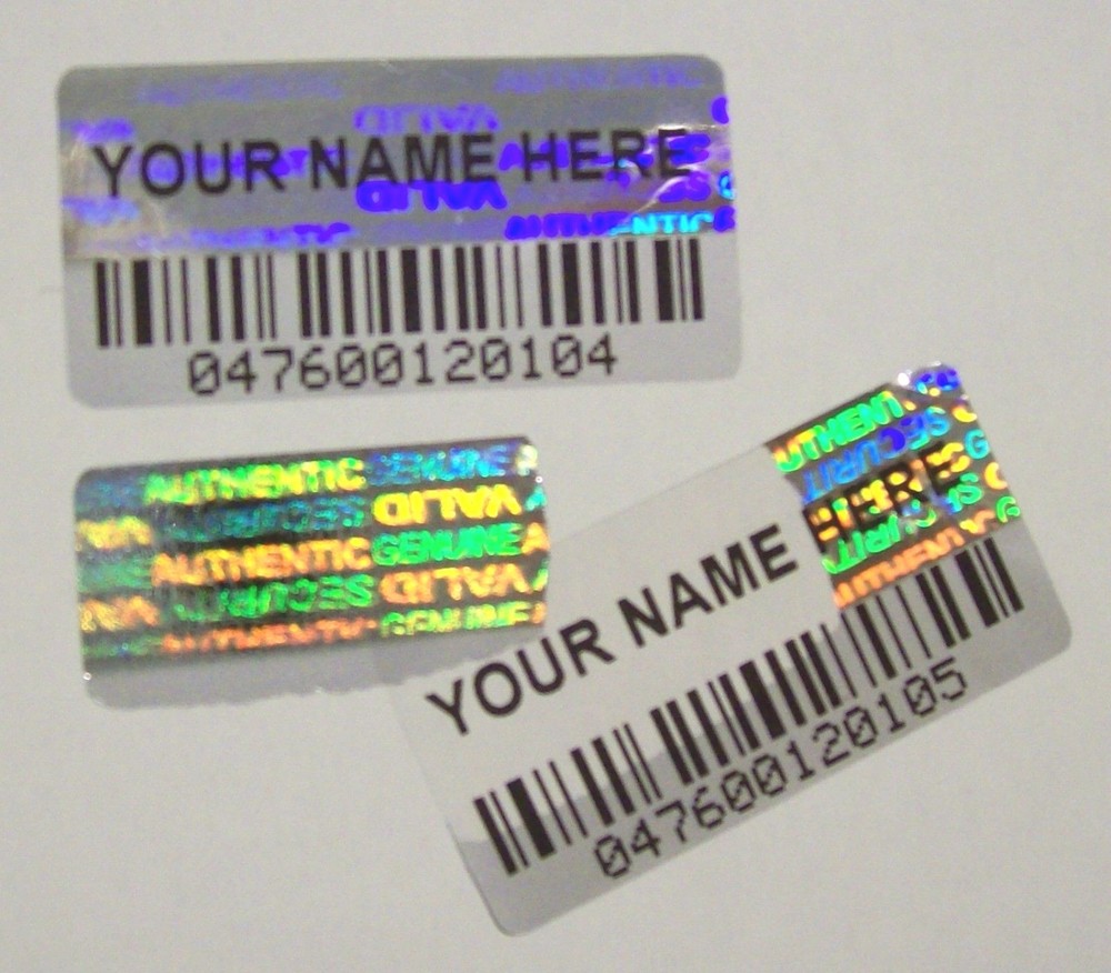 100 BCc Custom Print BARCODE Security Hologram Tamper Evident Label Stickers