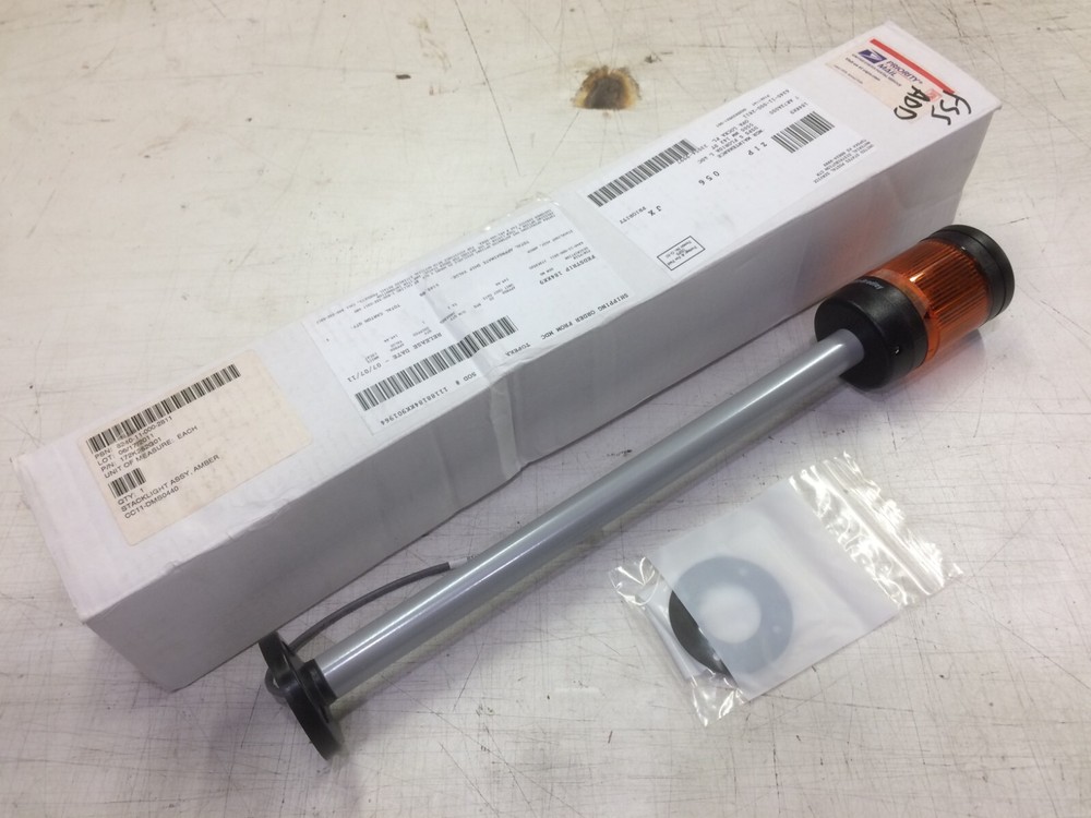 NEW ALLEN BRADLEY STACK LIGHT AASY AMBER W/POLE/BASE MOUNT STACKLIGHT 20"