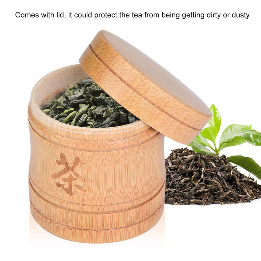 Portable Lightweight Bamboo Tea Jar Storage Holder Container Box