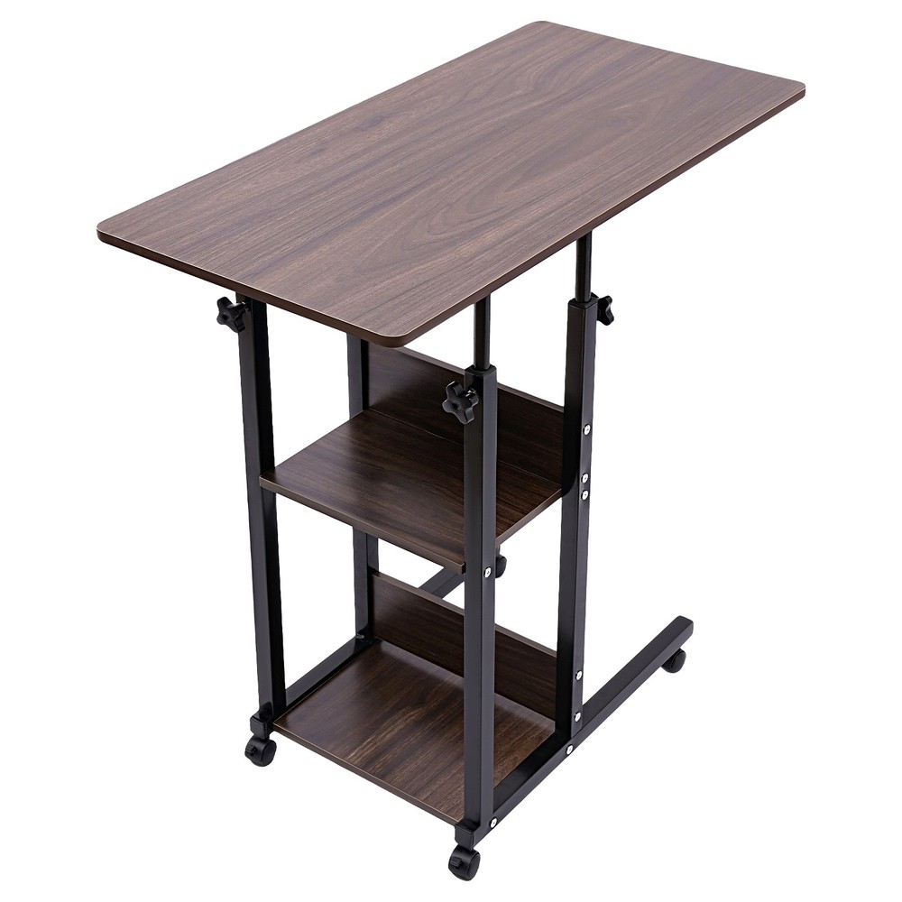 C-Shaped Side Table Adjustable, Height Adjustable C Table with Wheels