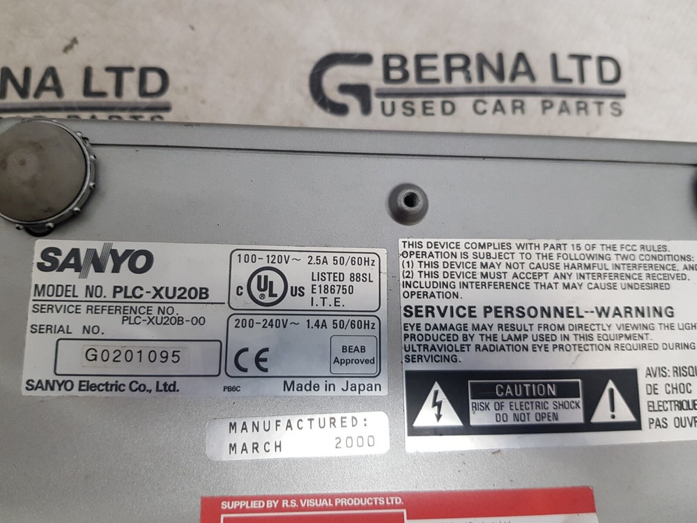 SONYO PRO xtraX PLC-XU20B Multimedia Projector