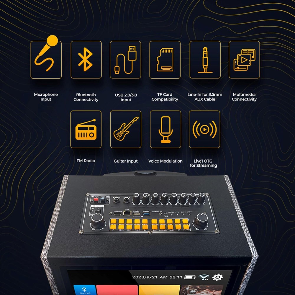 LOUD Bluetooth Speaker Karaoke Machine w/ Wireless Mic & Lyrics Display Screen