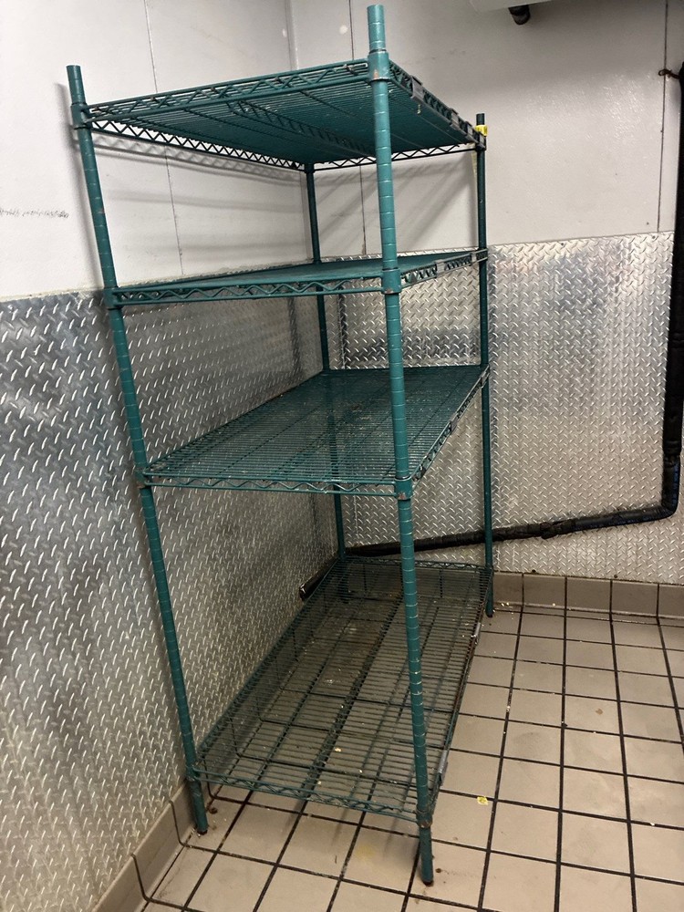 Green epoxy-coated wire shelving unit (various sizes)