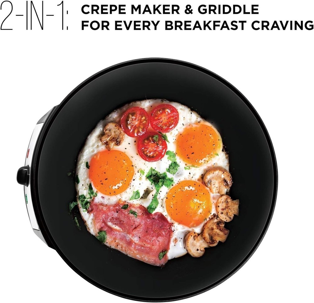 Electric Crepe Maker & Griddle, Precise Temperature Control Skillet for Perfect