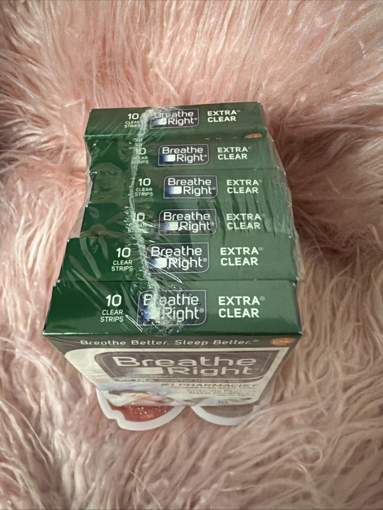 6x Breathe Right Extra Clear For Sensitive Skin 10 clear Strips Each