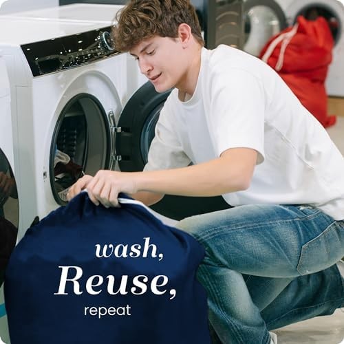 Laundry Bag - Locking Drawstring Closure and Machine Washable. Large, blue