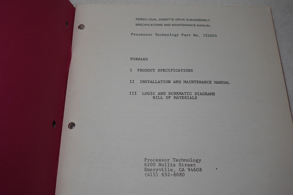 Helios II Persci Dual Diskette Drive 1977 Processor Technology Publication