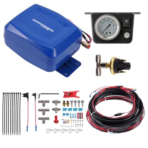 On Board Air Compressor System with Low Pressure Sensor Universal Air Bag Blue