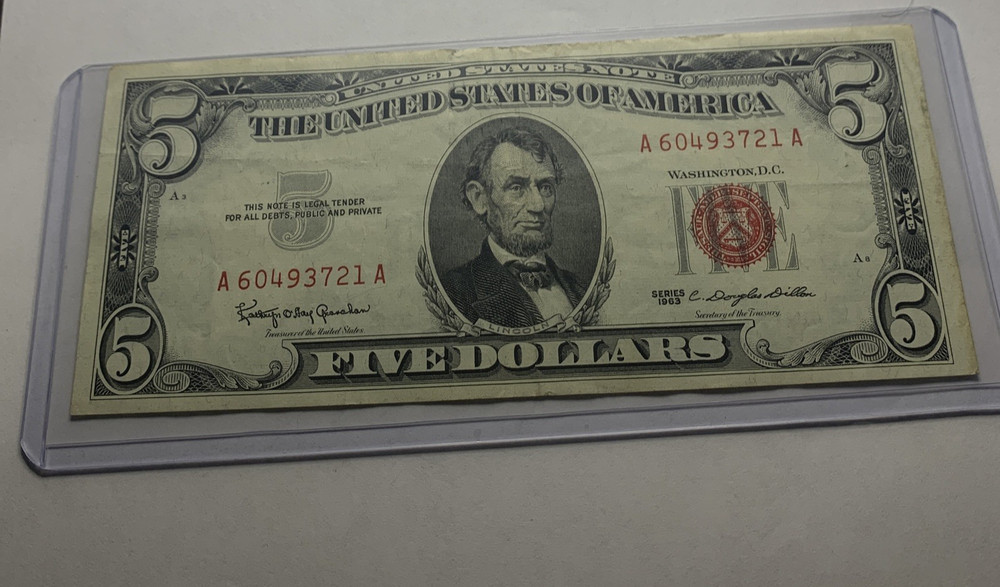 1963 $5 dollar red seal note