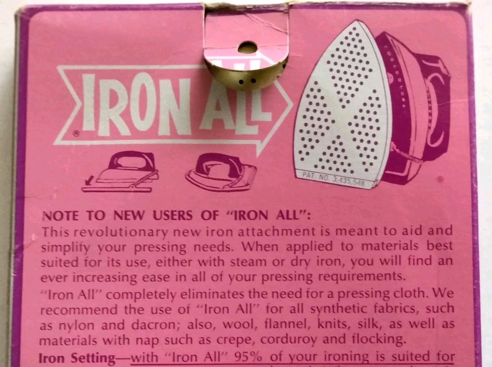 Vintage IRON ALL Iron Pressing Attachment Ironing Accessory