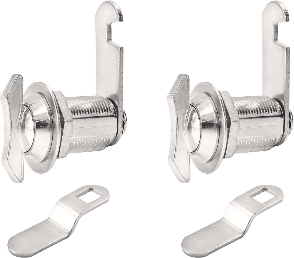 2Pcs 1-1/8 Inch Thumb Operated Offset Cam Locks, Chrome Non-Locking Compartment