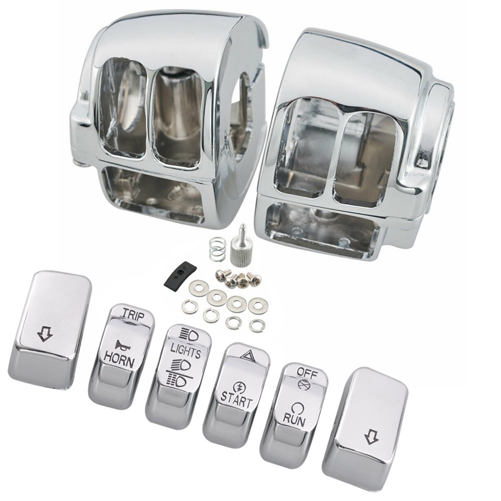For Harley Softail Fat Boy 2011-2018 Chrome Switch Housing & 6pcs Button Cap US