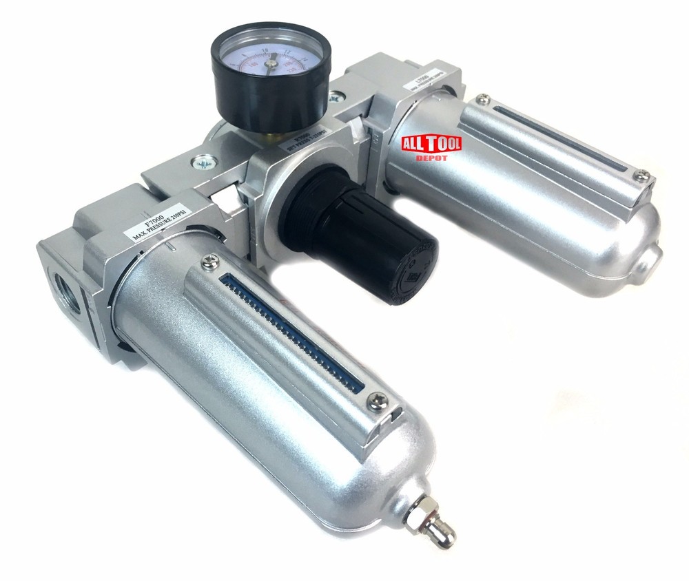 1/2" COMBO PARTICULATE FILTER REGULATOR LUBRICATOR COMPRESSED AIR Manual Drain