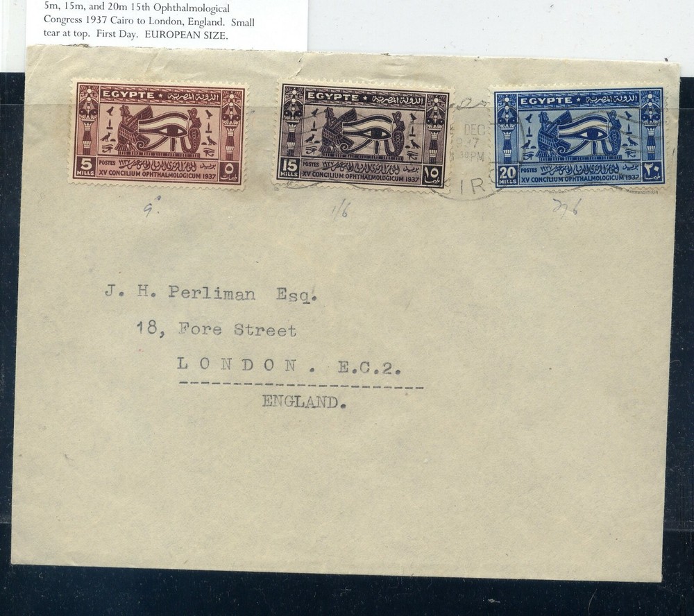Egypt  large  1937  first  day cover