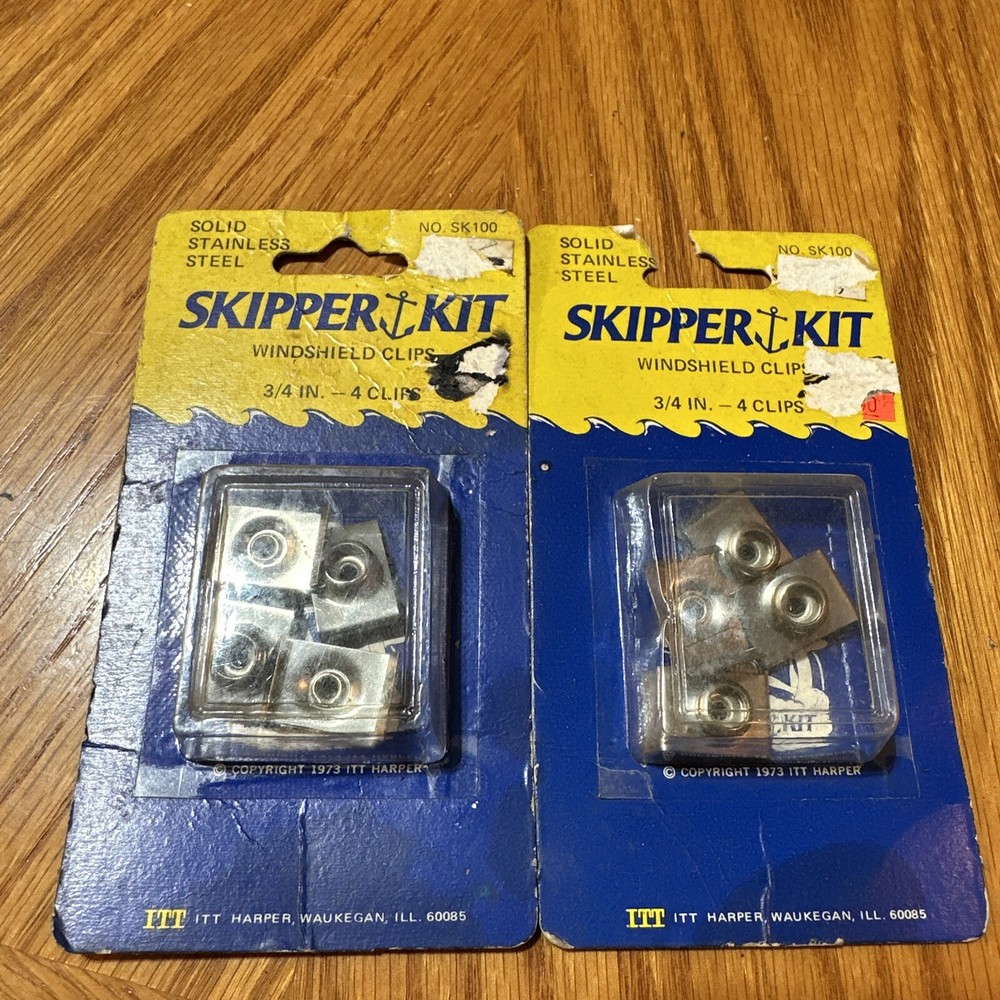 2 Packs Skipper Kit Solid Stainless Steel Windshield Clips 3/4” 4 Per Pack SK100