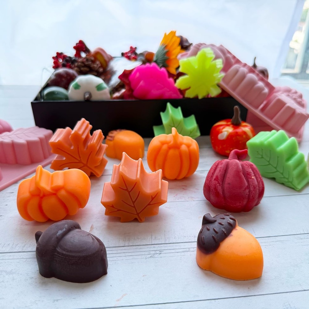 2Pcs 3D Pumpkin Silicone Mold Fall M, - 9 Cavity