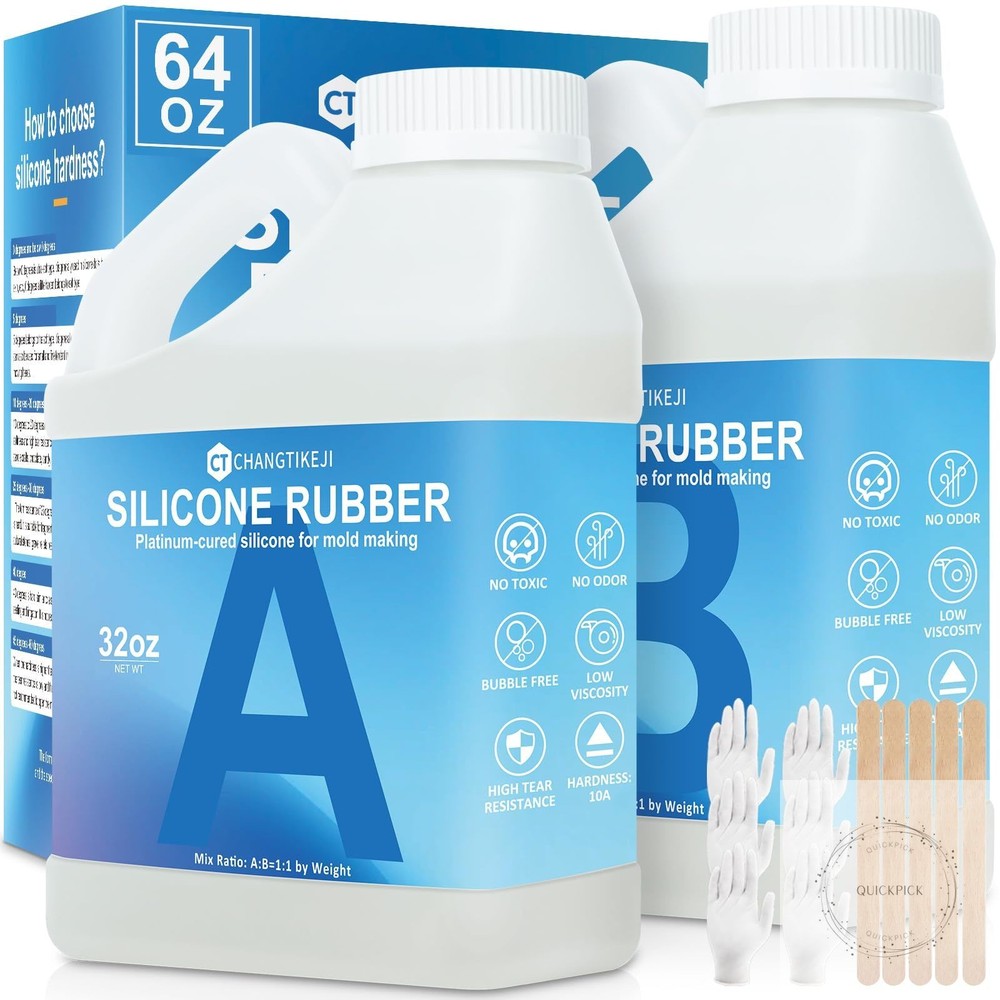 Silicone Mold Making Kit,64OZ Super Elastic Liquid Silicone for Mold Maker, Fast