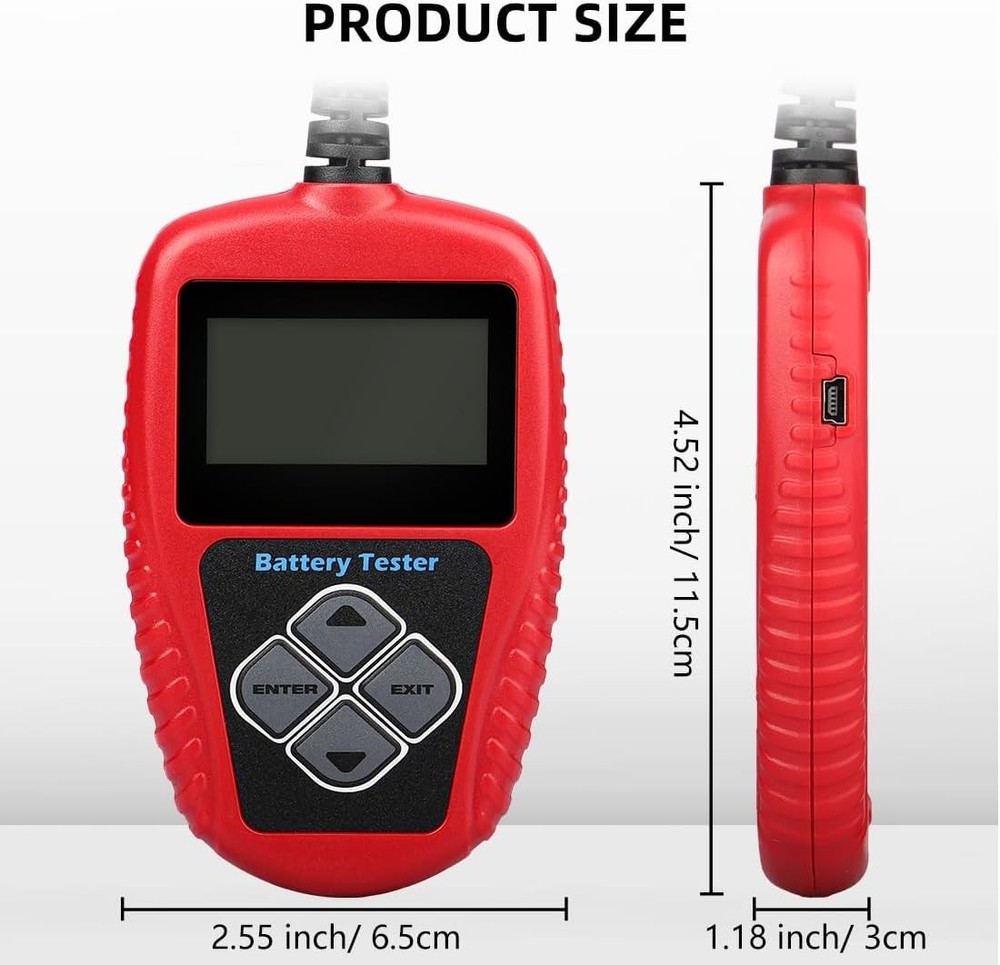Powerful 12V Automotive Battery Tester with Multi-Language Support