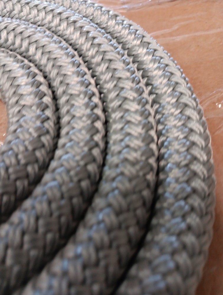 9/16 x 100 ft. Double Braid-Yacht Braid Polyester Rope. Light Gray