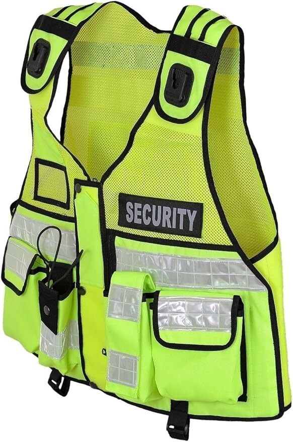 High Visibility Security Vest with Reflective Stripes - Ideal for Safety
