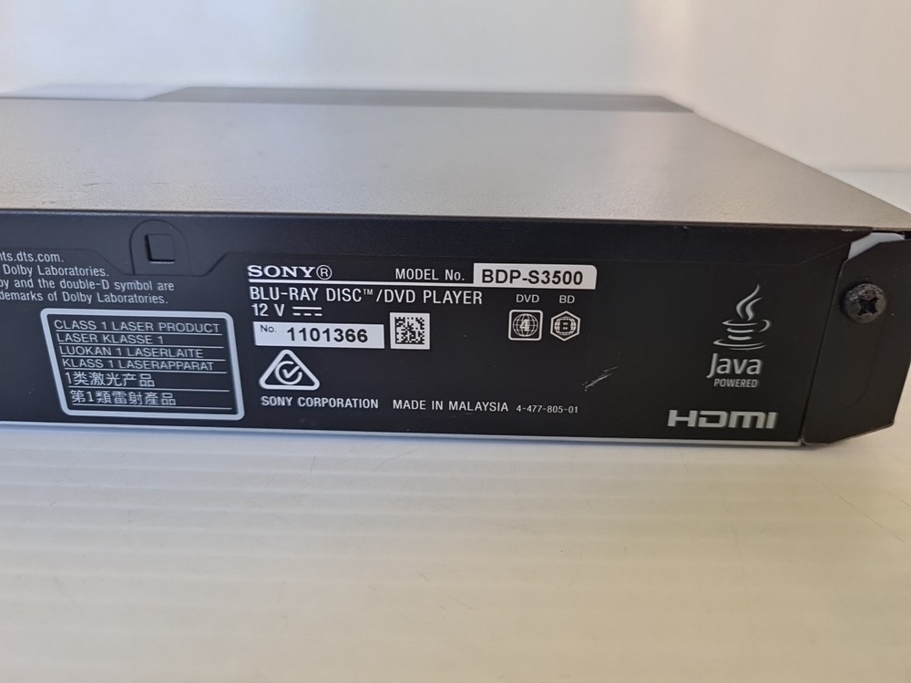 Sony Blu-Ray & DVD Player BDP-S3500 Wi-Fi Smart Features