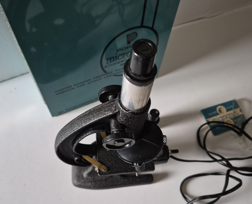 Vintage Porter Science Microcraft Student Research Series Microscope w/ Case
