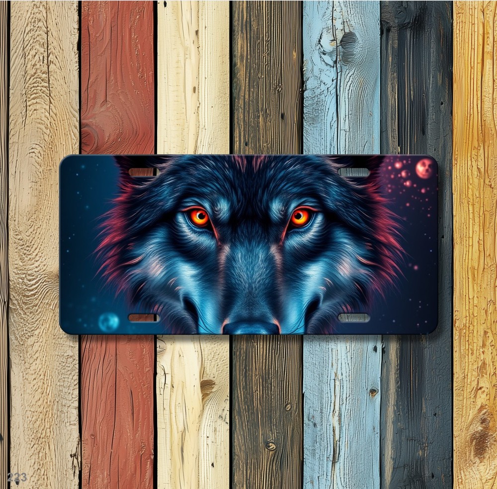 Hyperrealistic Wolf License Plate Your Text Universal Fit Plate Unique Gift