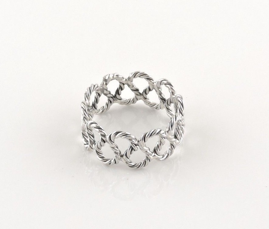 Sterling Silver Twisted Looped Rope Ring