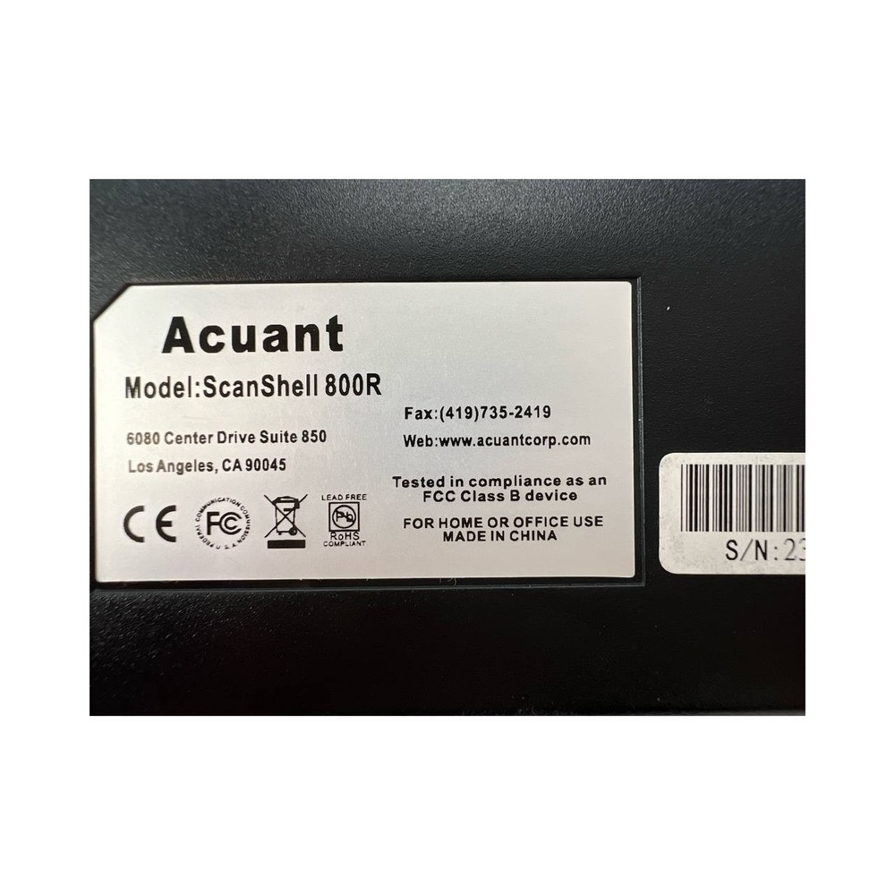 Acuant ScanShell 800R Card & ID Scanner & USB Cable - Tested