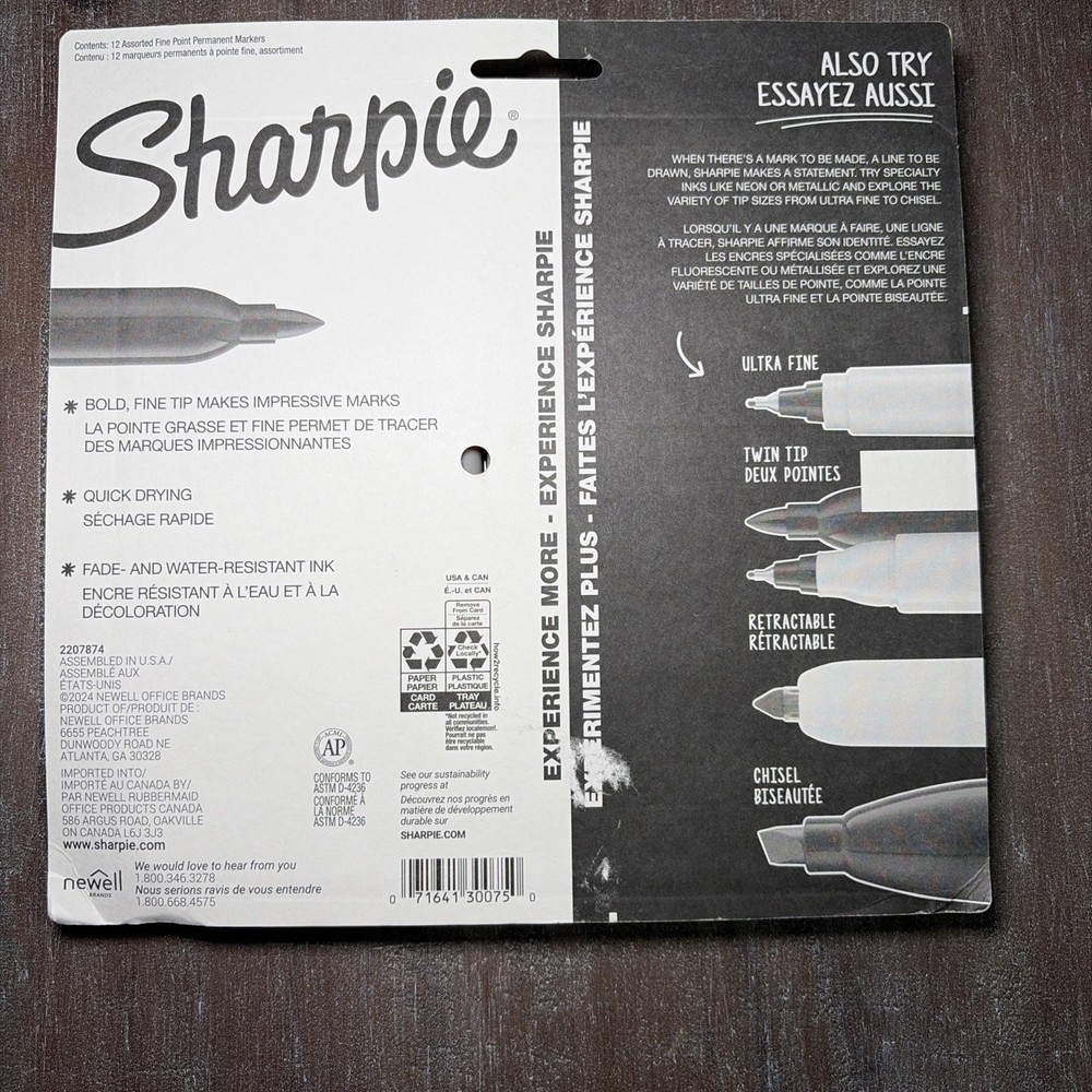 Sharpie Fine Point Assorted Color Permanent Markers - 12 CT