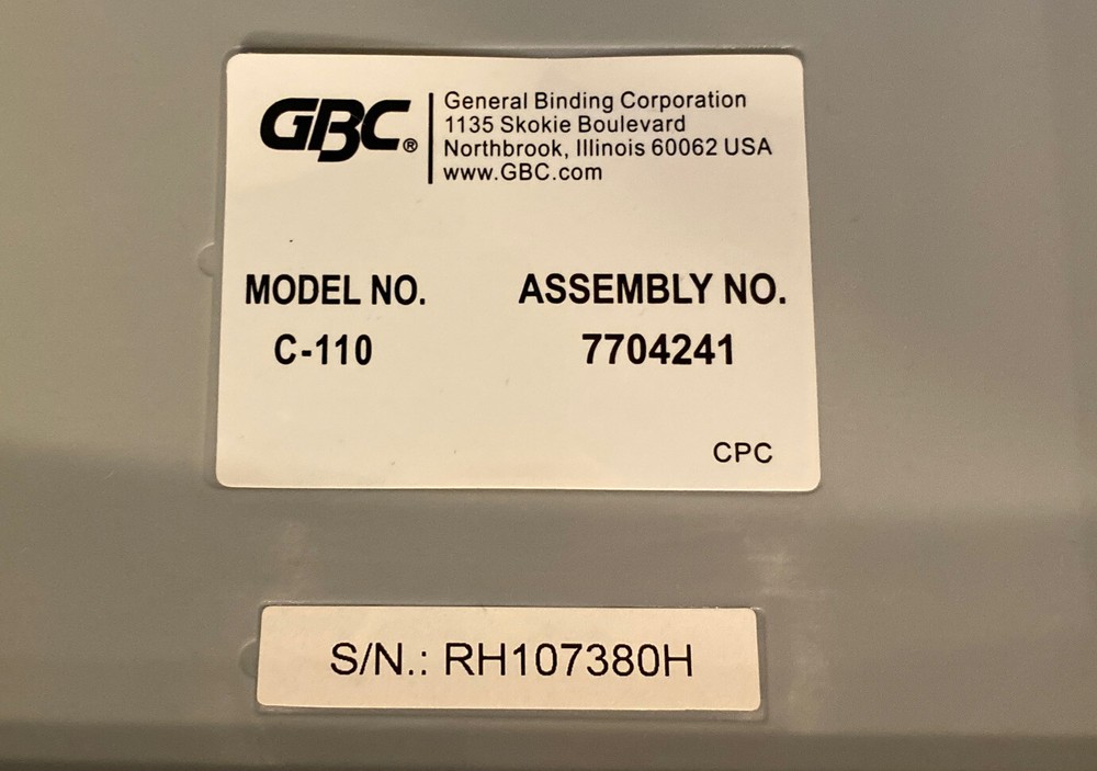 GBC CombBind LEVER ARM BINDING PUNCH COMB OFFICE MACHINE C110 BINDER BOOK MAKER