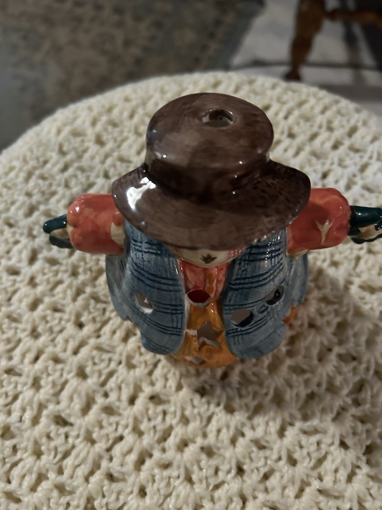 Ceramic Scarecrow Tea-Light Candle Holder - 5 in