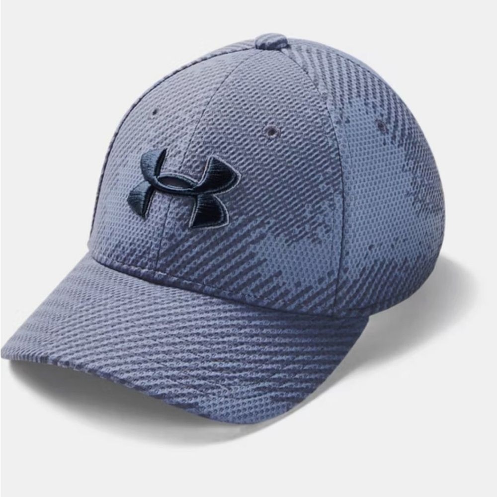 UA Boys Baseball Hat Blue Gray Patterned Stretch Size M/L