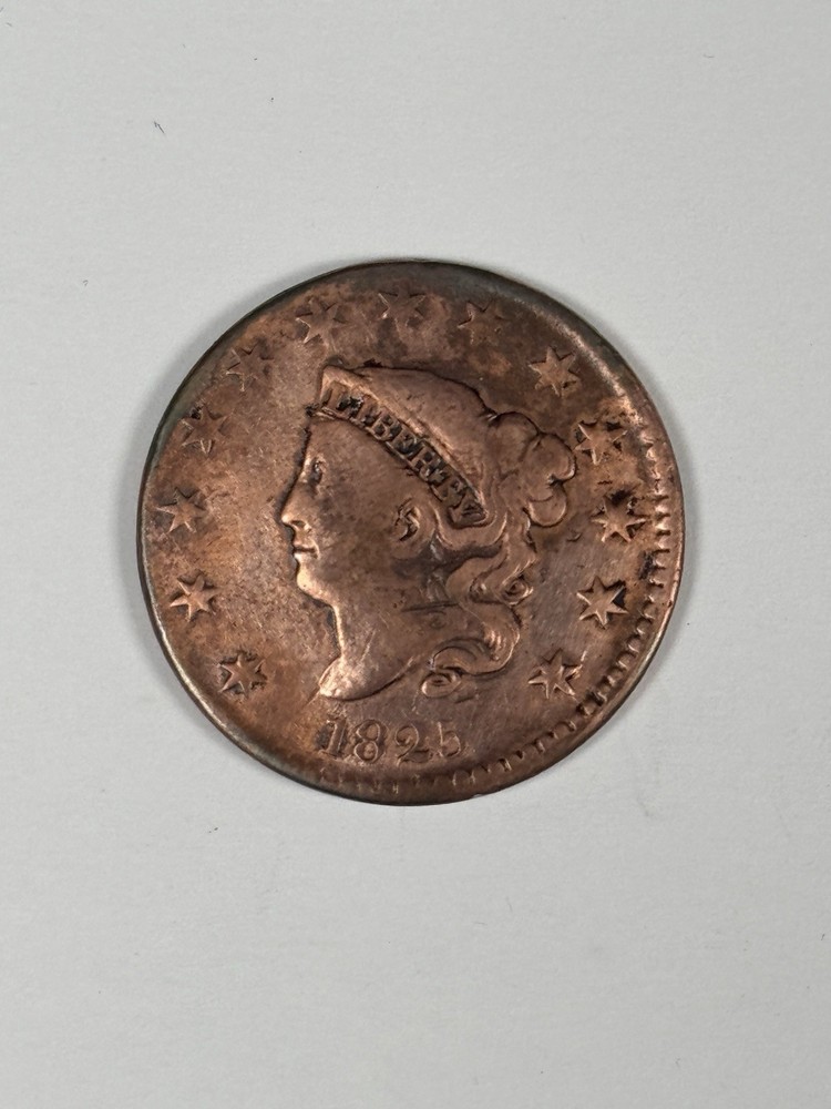 1825 CORONET HEAD LARGE CENT VF DETAILS